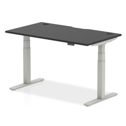 Air Black Series 1800 x 800mm Height Adjustable Desk Black Top with Cable Ports Silver Leg