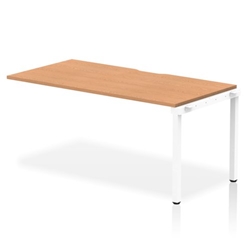 Evolve Plus 1600mm Single Row Office Bench Desk Ext Kit Oak Top White Frame