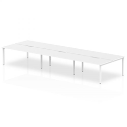 Evolve Plus 1600mm B2B 6 Person Office Bench Desk White Top White Frame