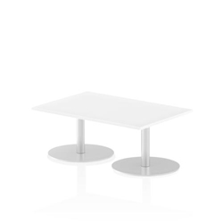 Italia 1200 x 800mm Rectangular Coffee Table White Top 475mm High Silver Leg