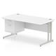 Impulse 1600 x 800mm Straight Office Desk White Top Silver Cantilever Leg Workstation 1 x 2 Drawer Fixed Pedestal