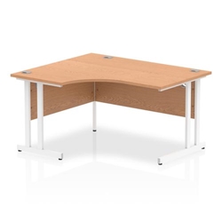 Impulse 1400mm Left Crescent Office Desk Oak Top White Cantilever Leg