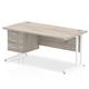 Impulse 1600 x 800mm Straight Office Desk Grey Oak Top White Cantilever Leg Workstation 1 x 3 Drawer Fixed Pedestal