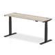 Air 1800 x 600mm Height Adjustable Office Desk Grey Oak Top Cable Ports Black Leg