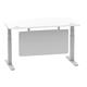 Air Modesty 1400 x 800mm Height Adjustable Office Desk White Top Cable Ports Silver Leg With Silver Steel Modesty Panel