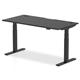 Air Black Series 1600 x 800mm Height Adjustable Desk Black Top with Cable Ports Black Leg