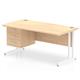 Impulse 1600 x 800mm Straight Office Desk Maple Top White Cantilever Leg Workstation 1 x 3 Drawer Fixed Pedestal