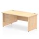 Impulse 1600 x 800mm Straight Office Desk Maple Top Panel End Leg Workstation 1 x 2 Drawer Fixed Pedestal