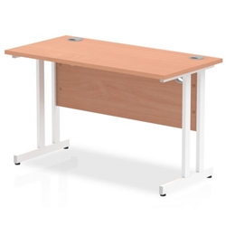 Impulse 1200 x 600mm Straight Office Desk Beech Top White Cantilever Leg