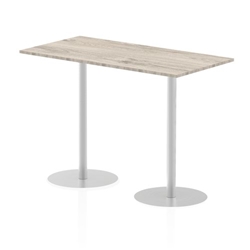 Italia 1600 x 800mm Poseur Rectangular Table Grey Oak Top 1145mm High Silver Leg