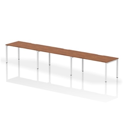 Evolve Plus 1600mm Single Row 3 Person Office Bench Desk Walnut Top White Frame