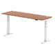 Air 1800 x 600mm Height Adjustable Office Desk Walnut Top Cable Ports White Leg
