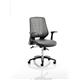Relay Task Operator Chair Silver Back With Folding Arms Black Leather Seat