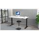 Air 1400 x 600mm Height Adjustable Office Desk White Top Cable Ports Black Leg