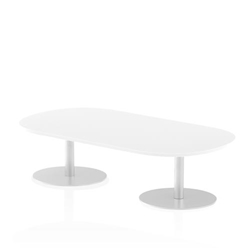 Italia 1800mm Boardroom Coffee Table White Top 475mm High Silver Leg