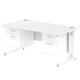 Impulse 1600 x 800mm Straight Office Desk White Top White Cable Managed Leg Workstation 2 x 2 Drawer Fixed Pedestal
