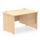 Impulse 1200 x 800mm Straight Office Desk Maple Top Panel End Leg Workstation 1 x 2 Drawer Fixed Pedestal