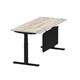 Air Modesty 1800 x 800mm Height Adjustable Office Desk Grey Oak Top Cable Ports Black Leg With Black Steel Modesty Panel
