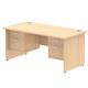 Impulse 1600 x 800mm Straight Office Desk Maple Top Panel End Leg Workstation 2 x 2 Drawer Fixed Pedestal