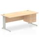 Impulse 1800 x 800mm Straight Office Desk Maple Top Silver Cable Managed Leg Workstation 1 x 3 Drawer Fixed Pedestal