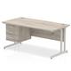 Impulse 1600 x 800mm Straight Office Desk Grey Oak Top Silver Cantilever Leg Workstation 1 x 3 Drawer Fixed Pedestal