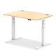 Air 1200 x 800mm Height Adjustable Office Desk Maple Top Cable Ports White Leg