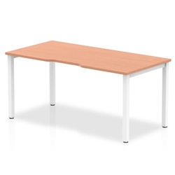 Evolve Plus 1600mm Single Starter Office Bench Desk Beech Top White Frame