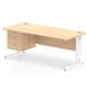 Impulse 1800 x 800mm Straight Office Desk Maple Top White Cable Managed Leg Workstation 1 x 3 Drawer Fixed Pedestal