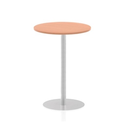 Italia 800mm Poseur Round Table Beech Top 1145mm High Silver Leg