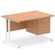 Impulse 1200 x 800mm Straight Office Desk Oak Top White Cantilever Leg Workstation 1 x 2 Drawer Fixed Pedestal