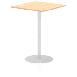 Italia 800mm Poseur Square Table Maple Top 1145mm High Silver Leg