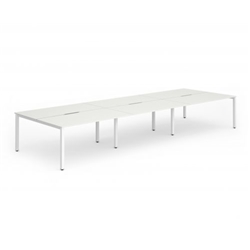 Evolve Plus 1200mm B2B 6 Person Office Bench Desk White Top White Frame