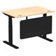 Air Modesty 1200 x 800mm Height Adjustable Office Desk Maple Top Cable Ports Black Leg With Black Steel Modesty Panel