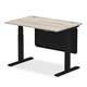 Air Modesty 1200 x 800mm Height Adjustable Office Desk Grey Oak Top Cable Ports Black Leg With Black Steel Modesty Panel