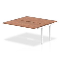 Evolve Plus 1600mm B2B Office Bench Desk Ext Kit Walnut Top White Frame