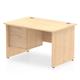 Impulse 1200 x 800mm Straight Office Desk Maple Top Panel End Leg Workstation 1 x 2 Drawer Fixed Pedestal