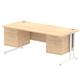Impulse 1800 x 800mm Straight Office Desk Maple Top White Cantilever Leg Workstation 2 x 2 Drawer Fixed Pedestal