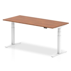 Air 1800 x 800mm Height Adjustable Office Desk Walnut Top White Leg