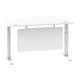 Air Modesty 1400 x 800mm Height Adjustable Office Desk White Top Cable Ports White Leg With White Steel Modesty Panel