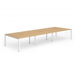 Evolve Plus 1200mm B2B 6 Person Office Bench Desk Beech Top White Frame