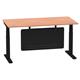 Air Modesty 1600 x 800mm Height Adjustable Office Desk Beech Top Cable Ports Black Leg With Black Steel Modesty Panel