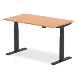 Air 1400 x 800mm Height Adjustable Office Desk Oak Top Black Leg