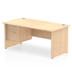 Impulse 1600 x 800mm Straight Office Desk Maple Top Panel End Leg Workstation 1 x 2 Drawer Fixed Pedestal
