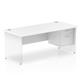 Impulse 1800 x 800mm Straight Office Desk White Top Panel End Leg Workstation 1 x 2 Drawer Fixed Pedestal