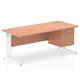 Impulse 1800 x 800mm Straight Office Desk Beech Top White Cable Managed Leg Workstation 1 x 2 Drawer Fixed Pedestal