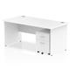 Impulse 1600 x 800mm Straight Office Desk White Top Panel End Leg Workstation 2 Drawer Mobile Pedestal