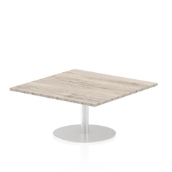 Italia 1000mm Square Coffee Table Grey Oak Top 475mm High Silver Leg