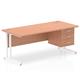 Impulse 1800 x 800mm Straight Office Desk Beech Top White Cantilever Leg Workstation 1 x 3 Drawer Fixed Pedestal