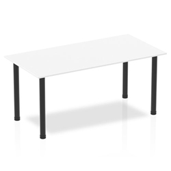Impulse 1600mm Straight Table White Top Black Post Leg
