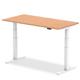 Air 1600 x 800mm Height Adjustable Office Desk Oak Top White Leg